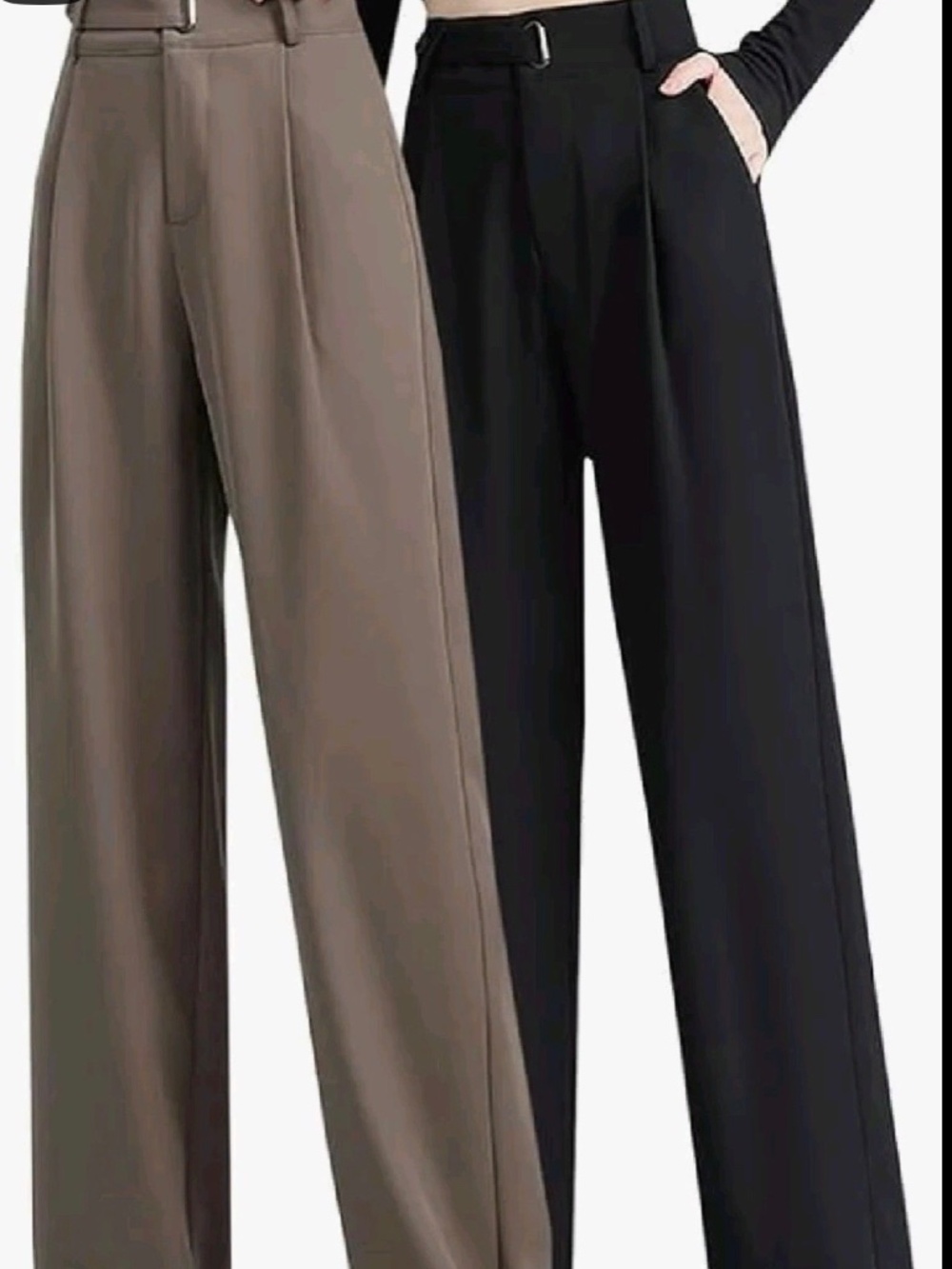 Betusline women's Business dress work wide leg straight 1/2 elastic pants